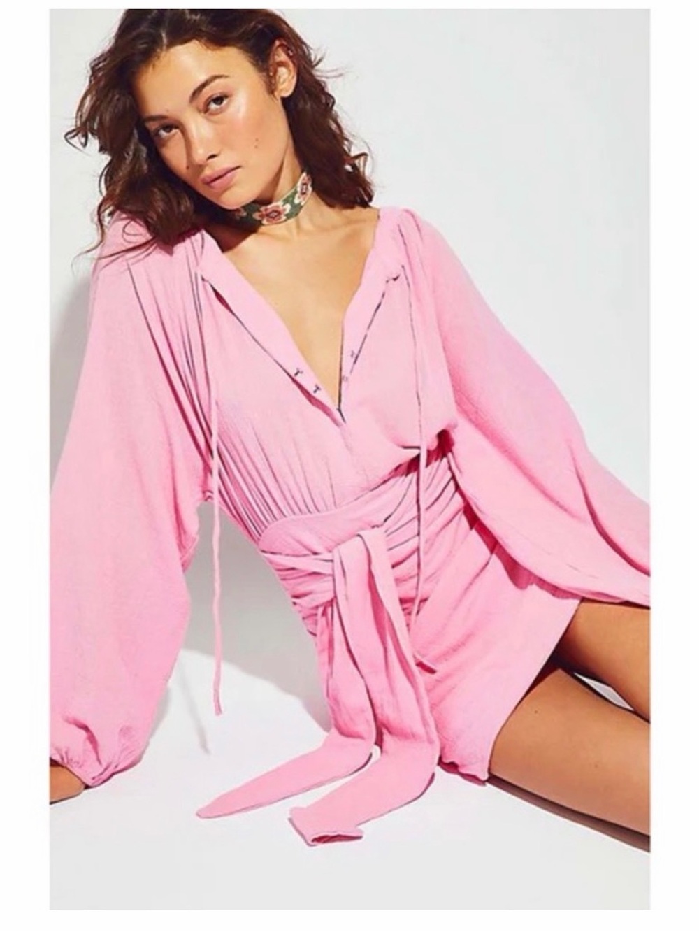 FREE PEOPLE The Only One Cotton Long Sleeve Mini Dress